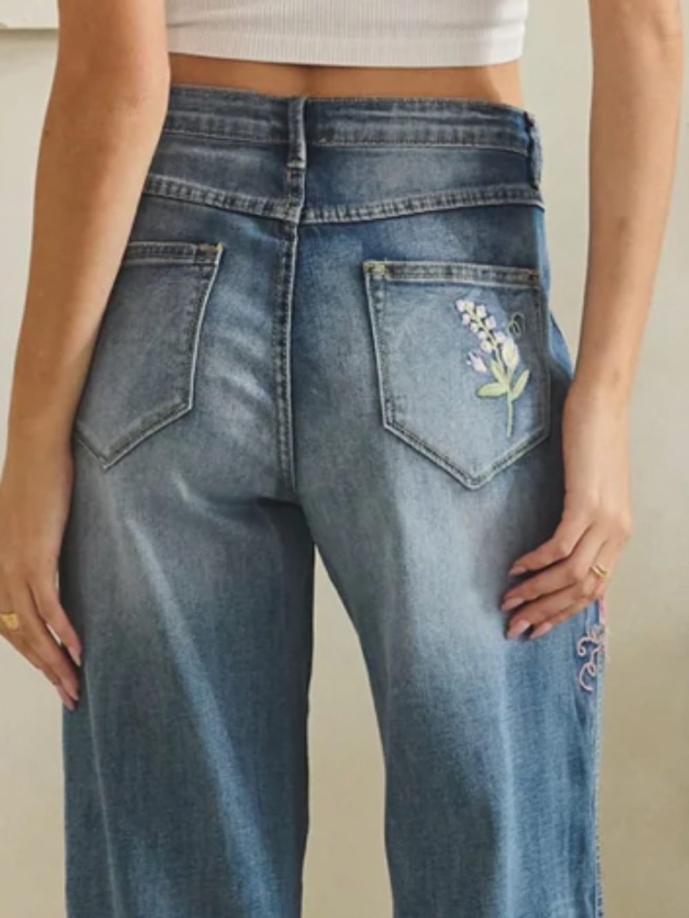 🎉 OLI & HALI “Big Sky“ OLI and HALI DARTED PANTS WITH FLORAL EMBROIDERY 61A - Picture 9 of 9